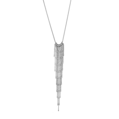 Sterling Silver Hanging Tassel Necklace, 17"