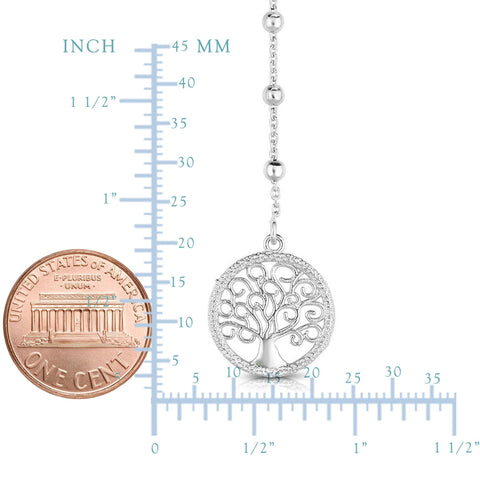 Sterling Silver Hanging Tree Of Life Pendant Necklace, 17"