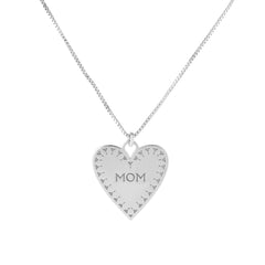 Sterling Silver Heart Mom Pendant Necklace, 18" - JewelryAffairs
