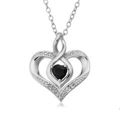 Sterling Silver Heart Shape Gemstone Birthstone Necklace, 18"