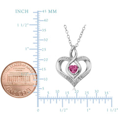 Sterling Silver Heart Shape Gemstone Birthstone Necklace, 18"