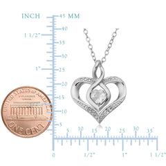 Sterling Silver Heart Shape Gemstone Birthstone Necklace, 18"
