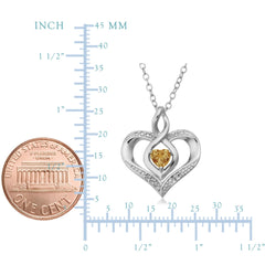 Sterling Silver Heart Shape Gemstone Birthstone Necklace, 18"