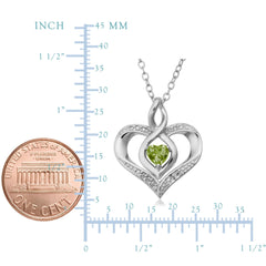 Sterling Silver Heart Shape Gemstone Birthstone Necklace, 18"
