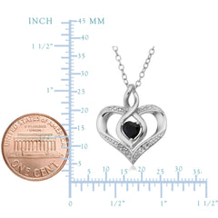 Sterling Silver Heart Shape Gemstone Birthstone Necklace, 18"