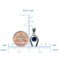 Sterling Silver Horse Shoe Evil Eye Pendant Charm - JewelryAffairs