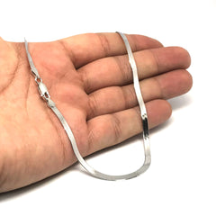 Sterling Silver Imperial Herringbone Chain Necklace, 3.3mm