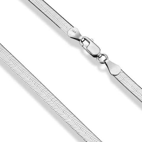 Sterling Silver Imperial Herringbone Chain Necklace, 4.5mm