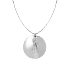 Sterling Silver Leaf Round Pendant Womens Necklace, 18" - JewelryAffairs