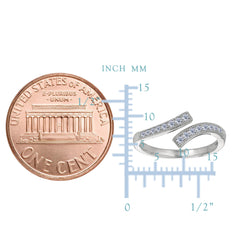 Sterling Silver Micropave With CZ By Pass Style Adjustable Toe Ring - JewelryAffairs