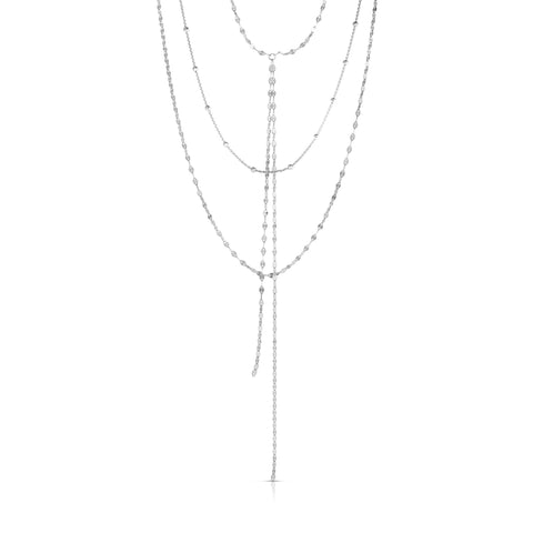 Sterling Silver Multi Strand Fancy Link Necklace, 20"