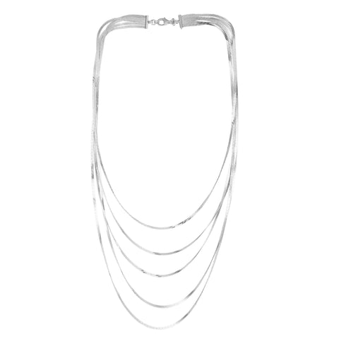 Sterling Silver Multi Strand Fancy Necklace, 17"