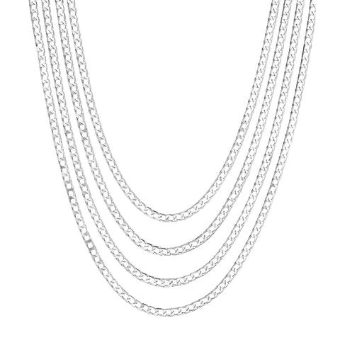 Sterling Silver Multi Strand Fancy Necklace, 18"