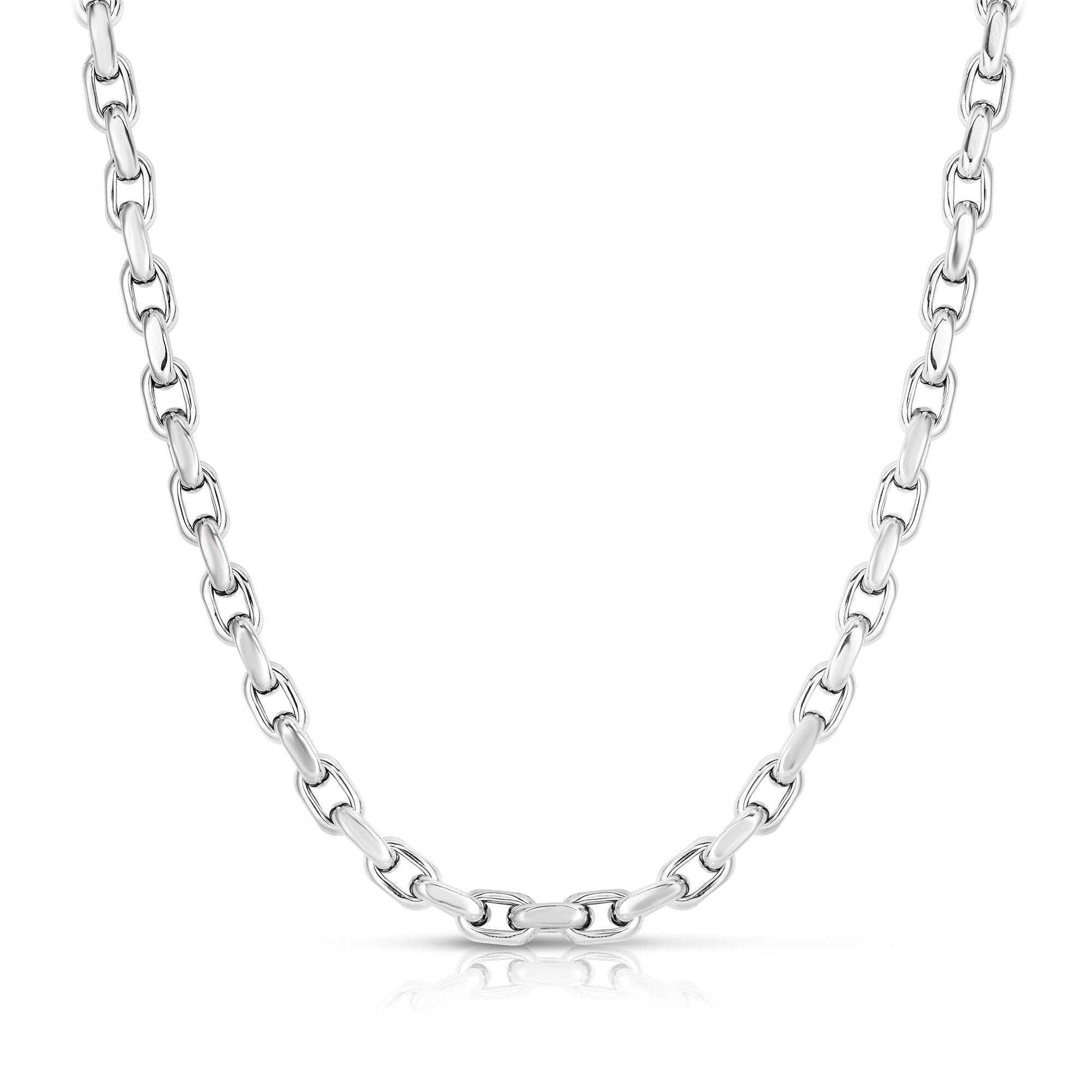 Sterling Silver Oval Link Chain Necklace, 18" - JewelryAffairs