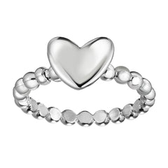 Sterling Silver Puffy Heart Ring, Size 7 - JewelryAffairs