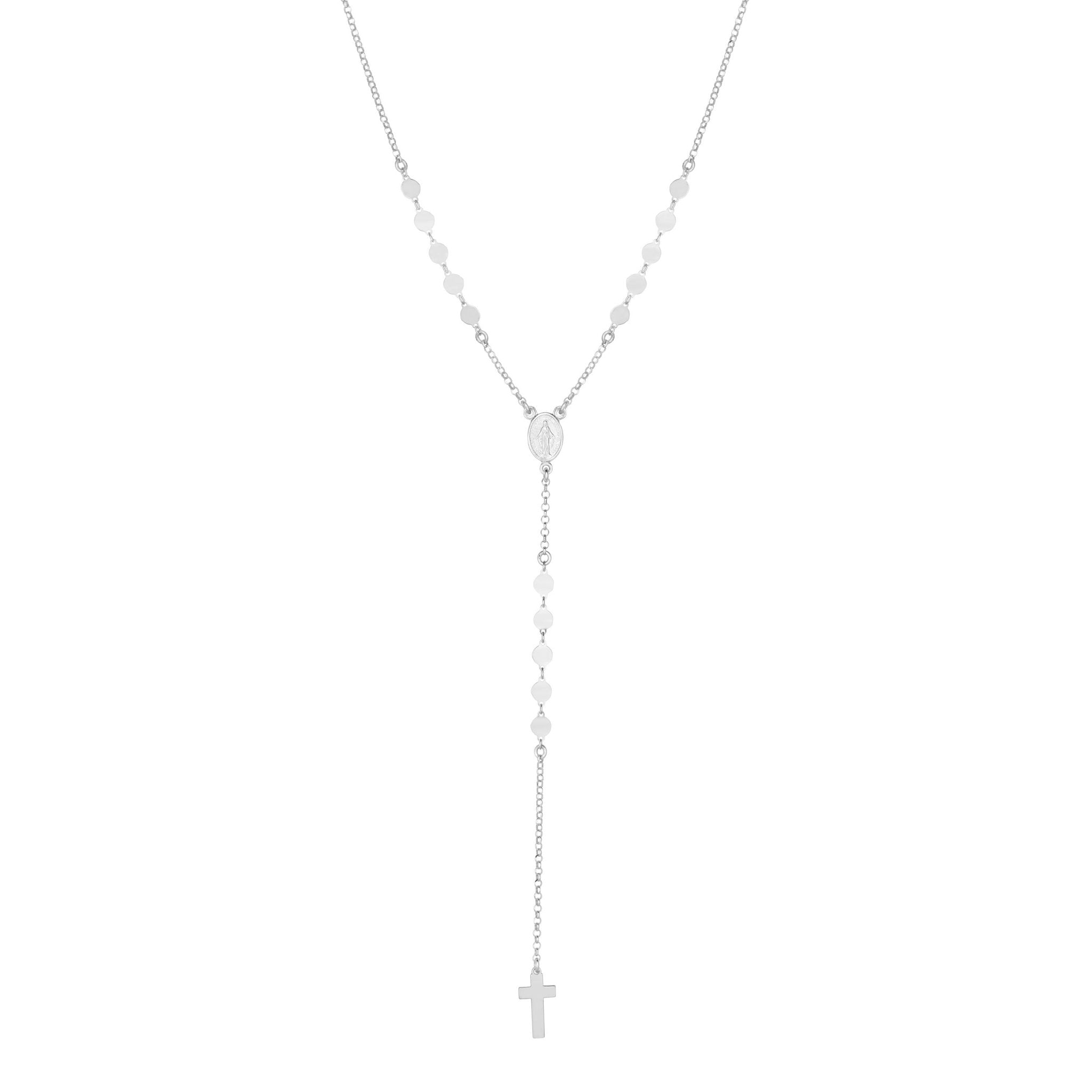Sterling Silver Religious Cross Chain Necklace, 24" - JewelryAffairs