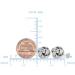 Sterling Silver Rhodium Finish 13mm Shiny Love Knot Stud Earrings - JewelryAffairs