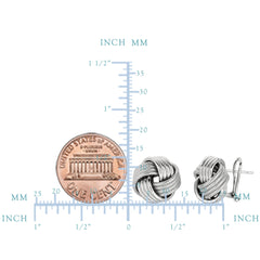Sterling Silver Rhodium Finish 14mm Love Knot Earrings - JewelryAffairs