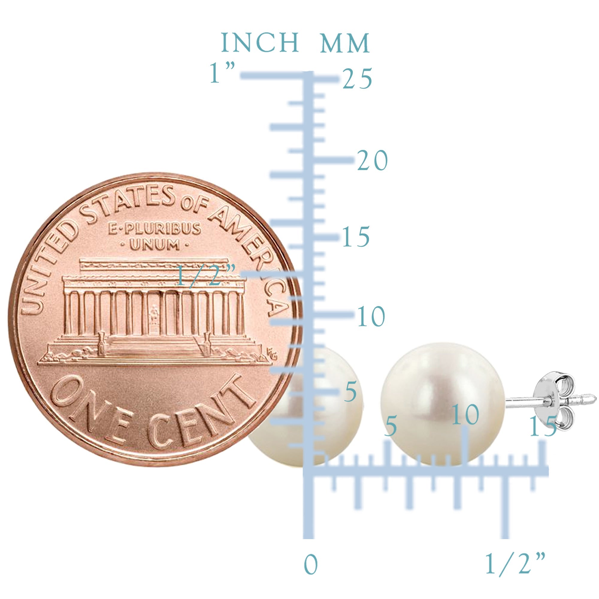 Sterling Silver Rhodium Finish 4mm White Fresh Water Pearl Stud Earring - JewelryAffairs