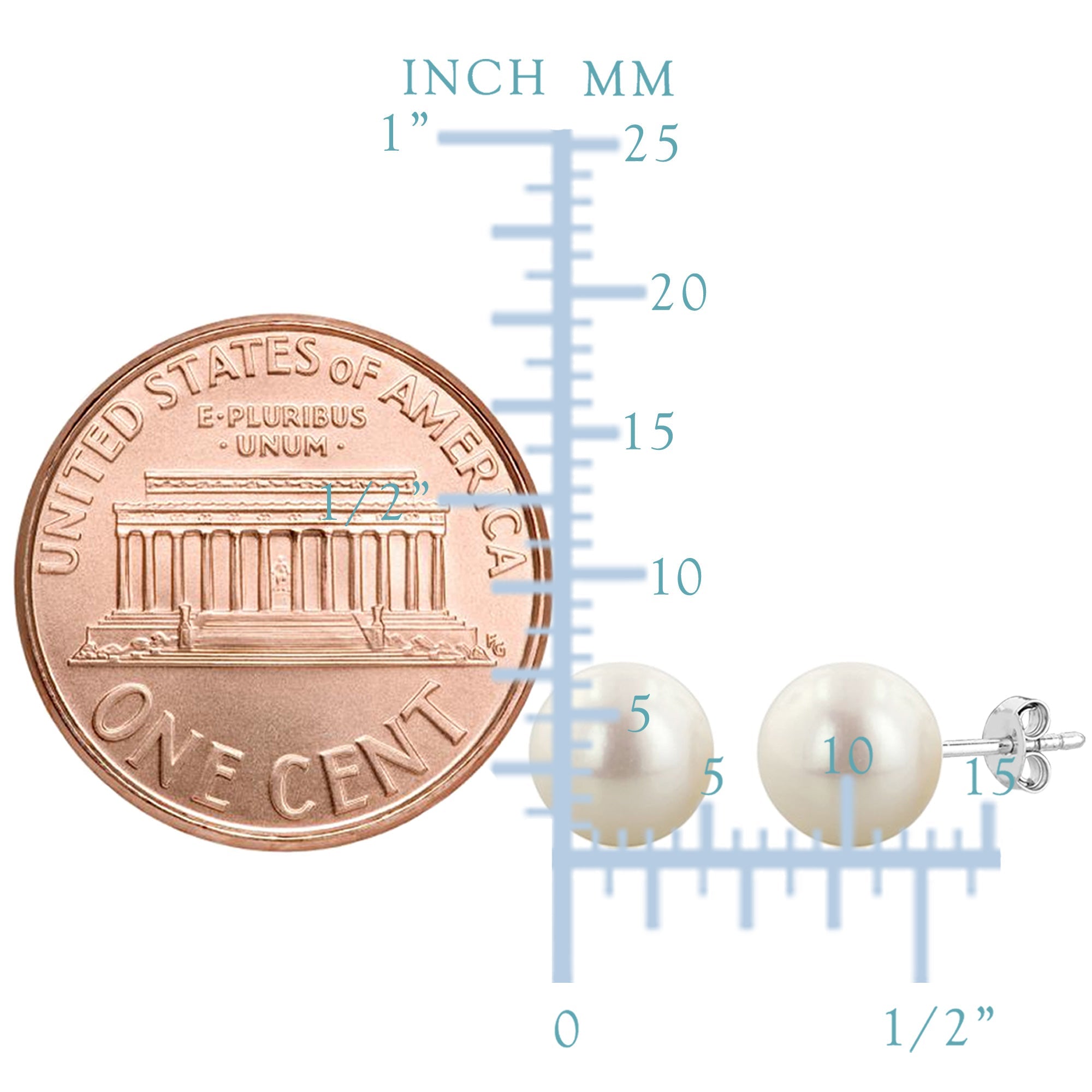 Sterling Silver Rhodium Finish 4mm White Fresh Water Pearl Stud Earring - JewelryAffairs