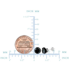 Sterling Silver Rhodium Finish Black Round Cubic Zirconia Stud Earring