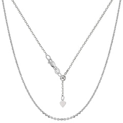 Sterling Silver Rhodium Plated 22" Sliding Adjustable Cable Chain Necklace, 1.5mm