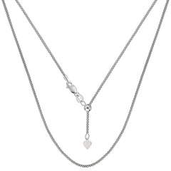 Sterling Silver Rhodium Plated 22" Sliding Adjustable Popcorn Chain Necklace, 1.5mm