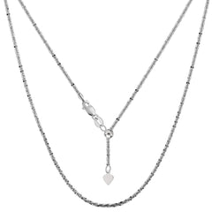 Sterling Silver Rhodium Plated 22" Sliding Adjustable Sparkle Chain Necklace, 1.5mm