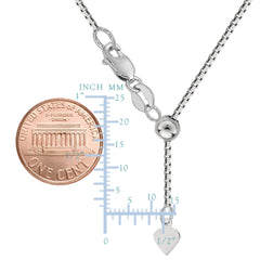 Sterling Silver Rhodium Plated Adjustable Box Chain Necklace, 0.8mm, 22"