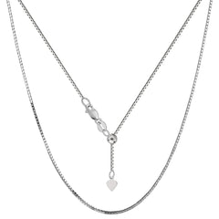 Sterling Silver Rhodium Plated Adjustable Box Chain Necklace, 0.8mm, 22"