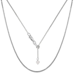 Sterling Silver Rhodium Plated Adjustable Box Chain Necklace, 1,2mm, 22"