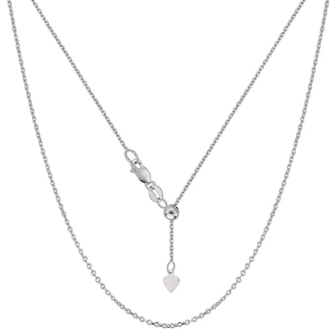 Sterling Silver Rhodium Plated Adjustable Cable Chain - Width 0.9mm