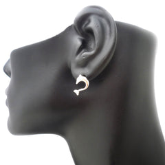 Sterling Silver Rhodium Plated Ancient Greek Minoan Dolphin Earrings - JewelryAffairs