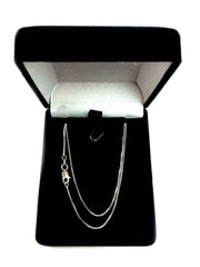 Sterling Silver Rhodium Plated Box Chain Necklace, 0.9mm