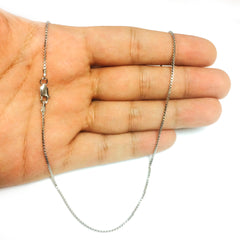 Sterling Silver Rhodium Plated Box Chain Necklace, 1.3mm