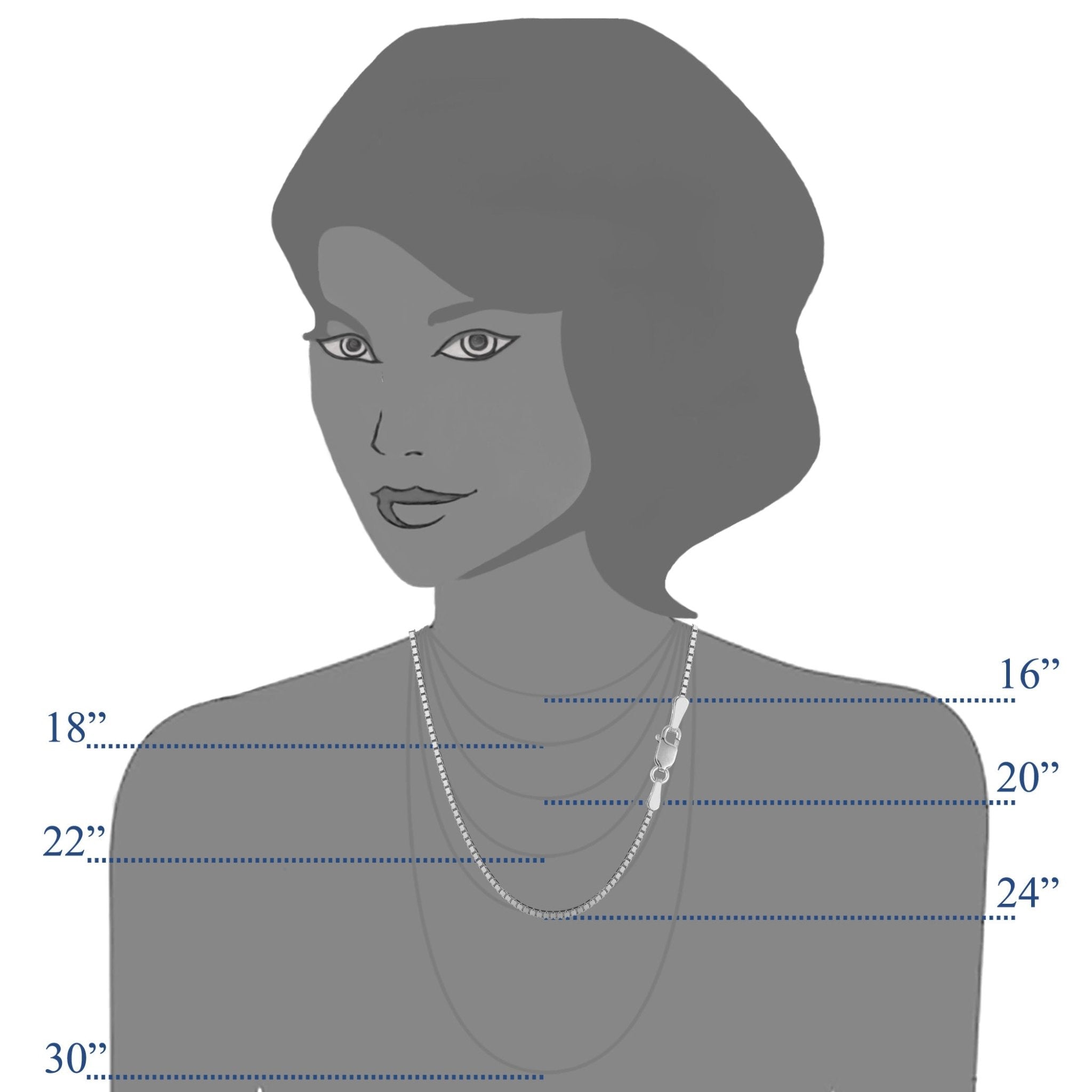 Sterling Silver Rhodium Plated Box Chain Necklace, 1,8mm