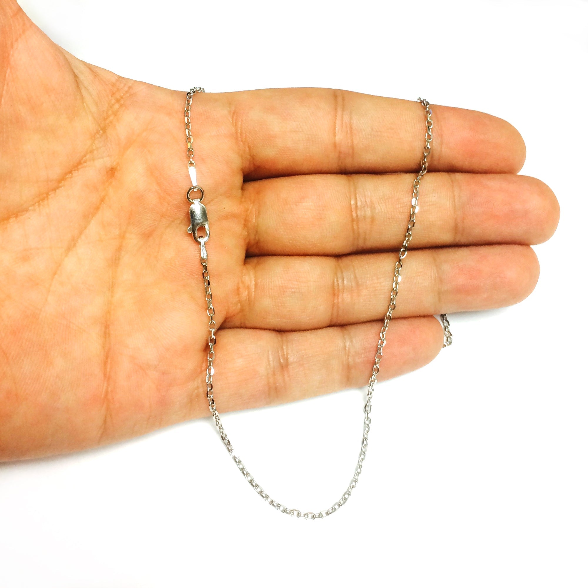 Sterling Silver Rhodium Plated Cable Chain Necklace, 1,5mm