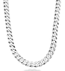 Sterling Silver Rhodium Plated Curb Chain Necklace, 13.5mm, 24"