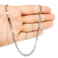 Sterling Silver Rhodium Plated Curb Chain Necklace, 4.7mm