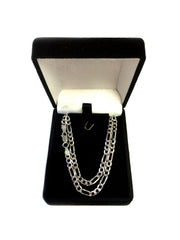 Sterling Silver Rhodium Plated Figaro Chain Necklace, 3.7mm