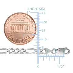 Sterling Silver Rhodium Plated Figaro Chain Necklace, 3.7mm