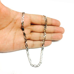 Sterling Silver Rhodium Plated Figaro Chain Necklace, 4.7mm