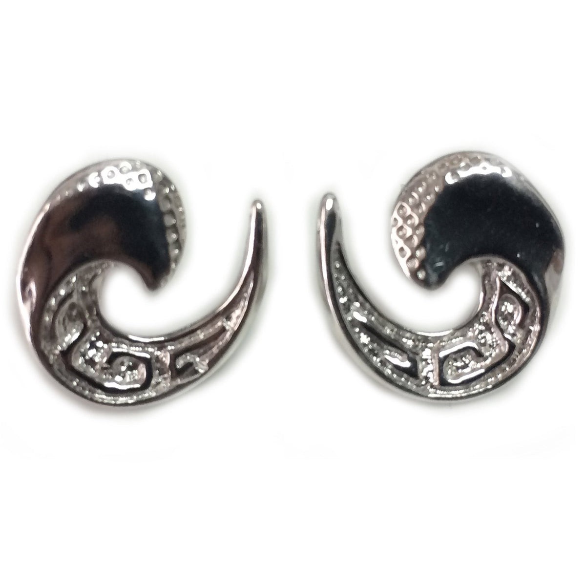 Sterling Silver Rhodium Plated Greek Meandros Key, 15mm - JewelryAffairs