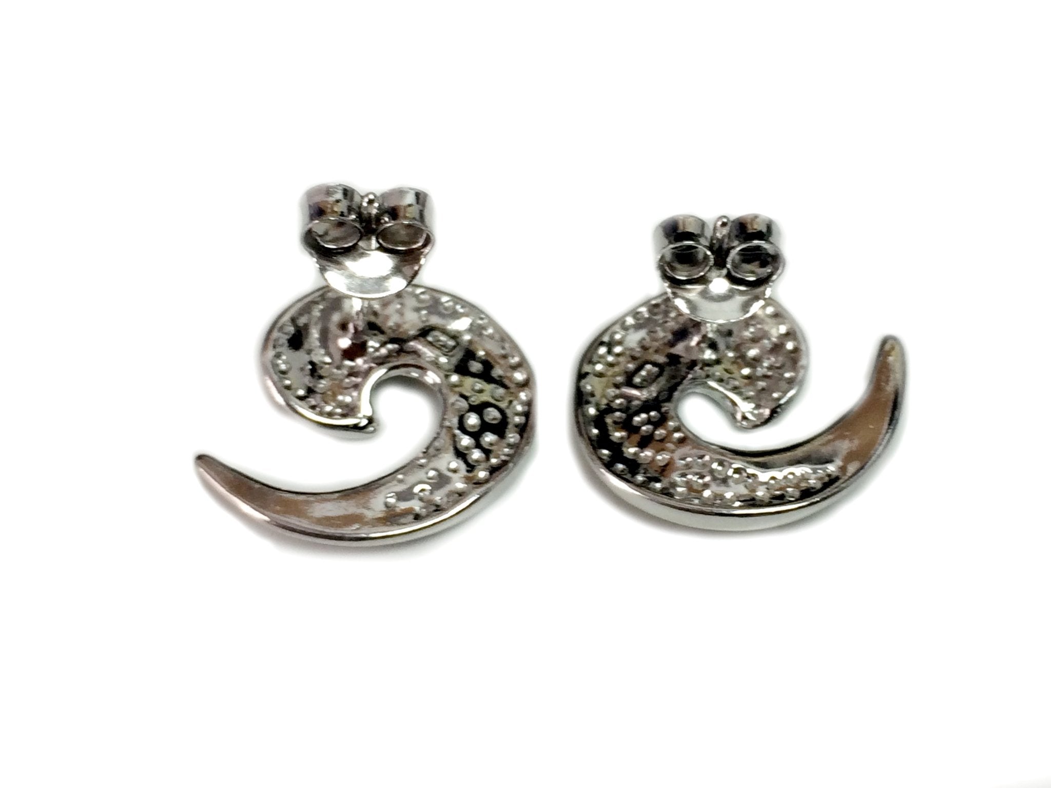 Sterling Silver Rhodium Plated Greek Meandros Key, 15mm - JewelryAffairs