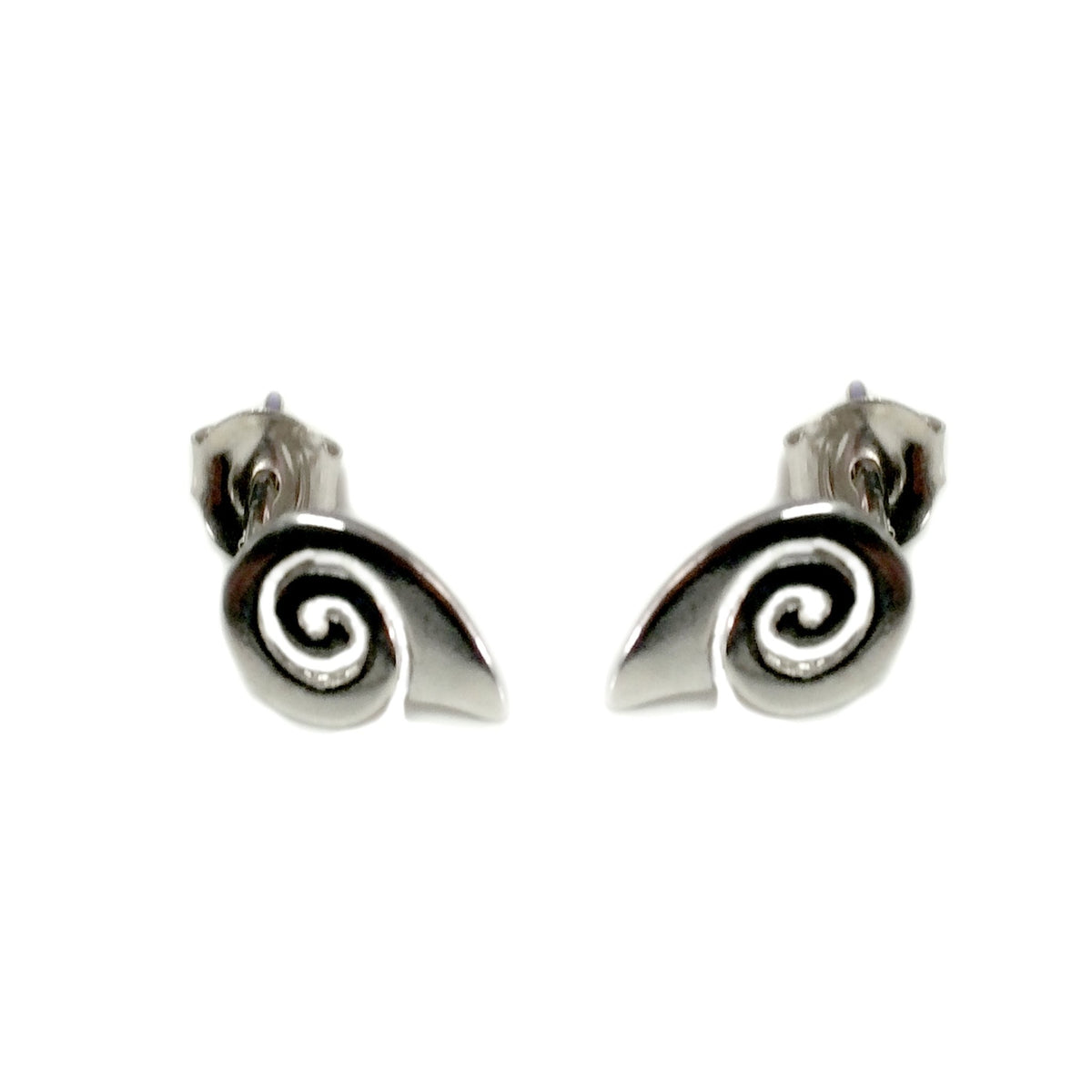 Sterling Silver Rhodium Plated Greek Spira Stud Earrings, 10mm - JewelryAffairs