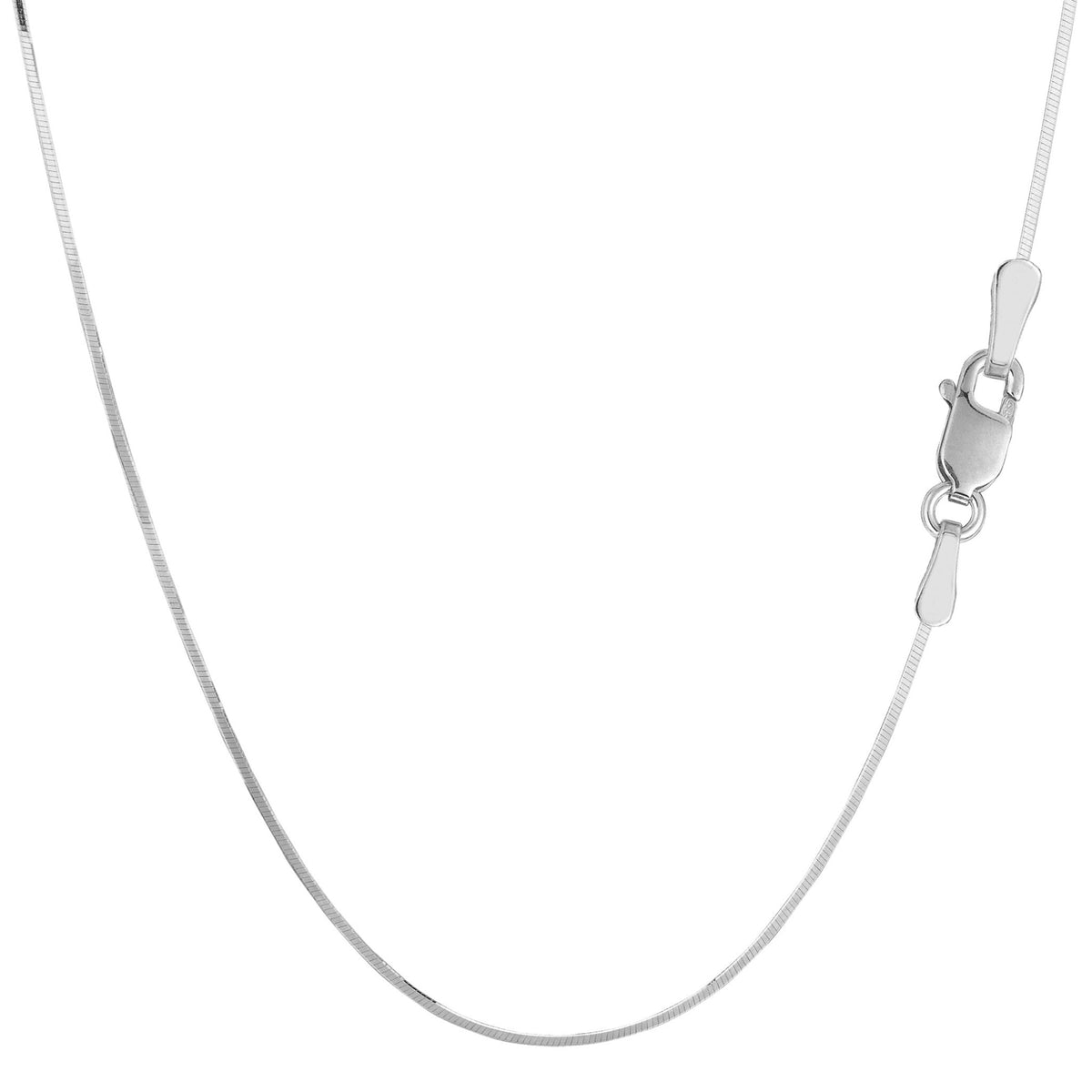 Sterling Silver Rhodium Plated Octagonal Snake Chain Necklace, 0.9mm