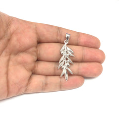 Sterling Silver Rhodium Plated Olive Brunch Pendant - JewelryAffairs