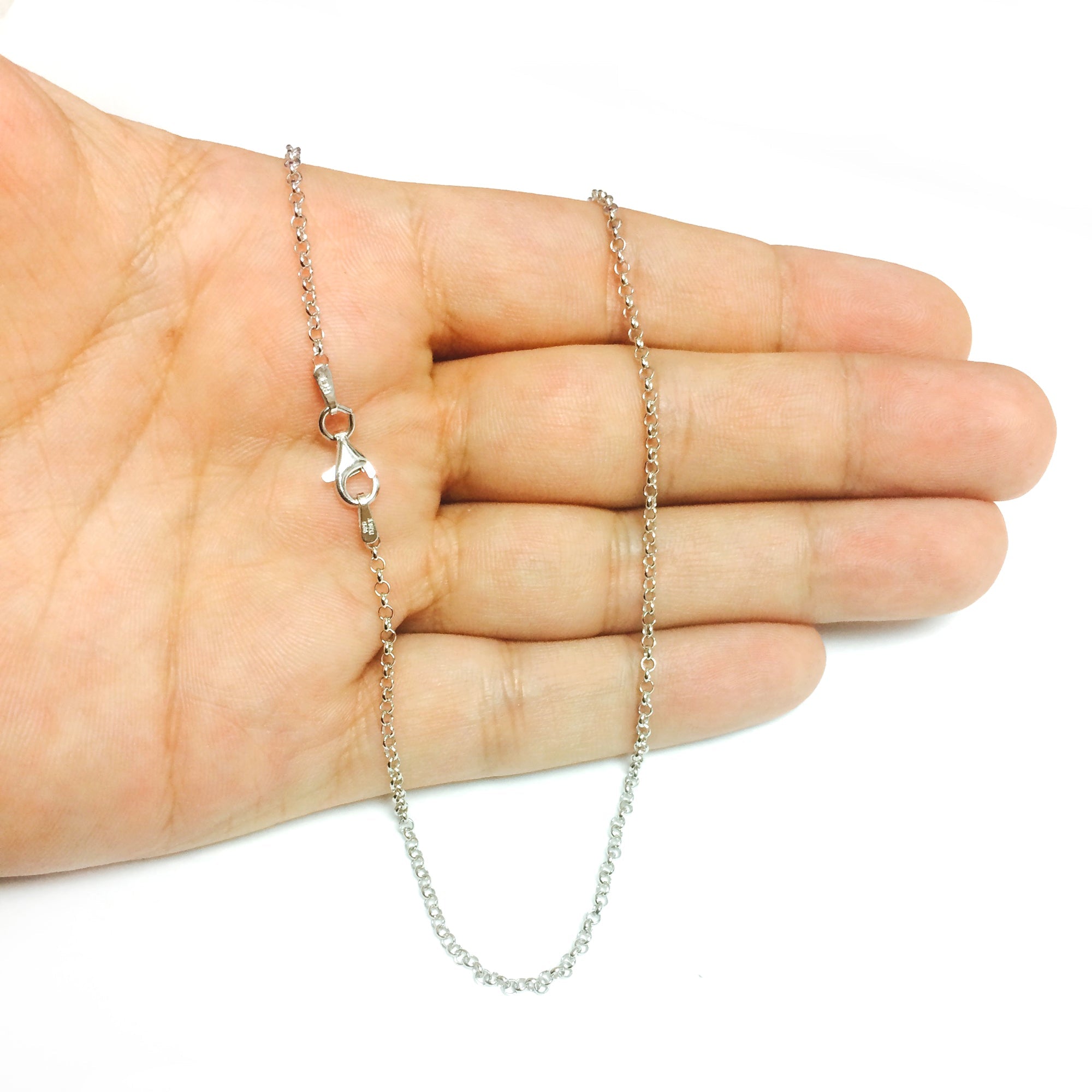 Sterling Silver Rhodium Plated Rolo Chain Necklace, 1,8mm