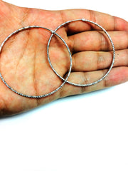 Sterling Silver Rhodium Plated Round Hoop Earrings
