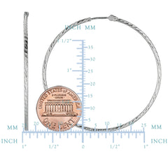 Sterling Silver Rhodium Plated Round Hoop Earrings - JewelryAffairs